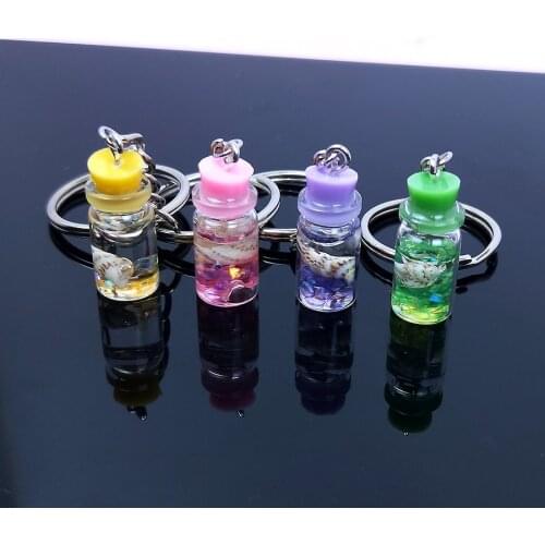 Acrylic Cute Keychain Juice Ice Cream Conch Drift Bottle Keyring Bag Pendant Couples Women Men Girl Gift Trinket Dropshipping