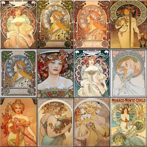 Full Square Diamond Painting Alphonse Maria Mucha Artwork Home Decor Cross Stitch 5d DIY Diamond Embroidery Mosaic Rhinestone