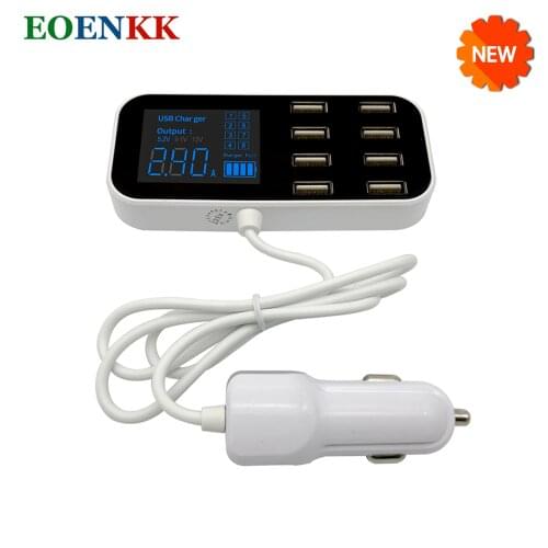 5V Car Chargers 8 Ports Fast Charging For Samsung Huawei iphone Universal Multi-Port USB with LCD Display Car-charger Adapter
