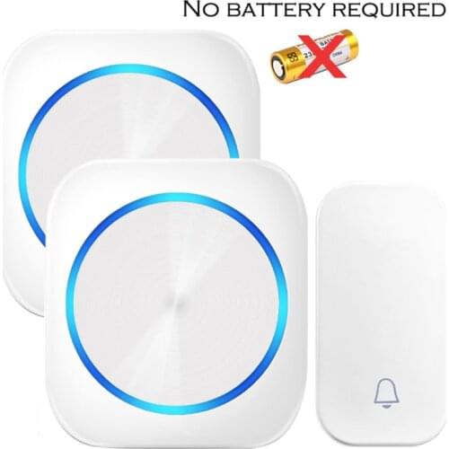 Self Powered Waterproof Wireless DoorBell Door Bell Night Light No Battery EU Plug Smart Home 1 2 Button 1 2 Receiver