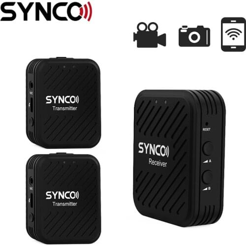 SYNCO G1A1 G2A2 Wireless Lavalier Microphone System 2.4GHz Lapel Mic Dual Transmitters For DSLR Camera Interview Live Recording