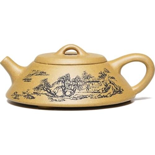 Yixing Purple Clay Teapot Famous Handmade Raw Ore Section Mud Water Flat Teapot Tea Set Chinese Tea Set Household Teapot