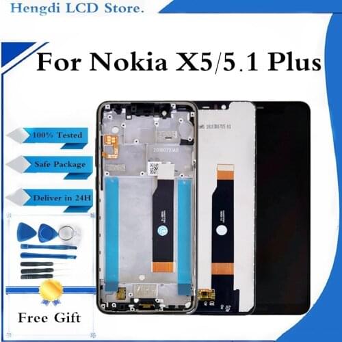 Original For Nokia X5 LCD Display Touch Screen Digitizer TA-1120 TA-1105 TA-1102 For Nokia 5.1 Plus LCD Screen Replacement