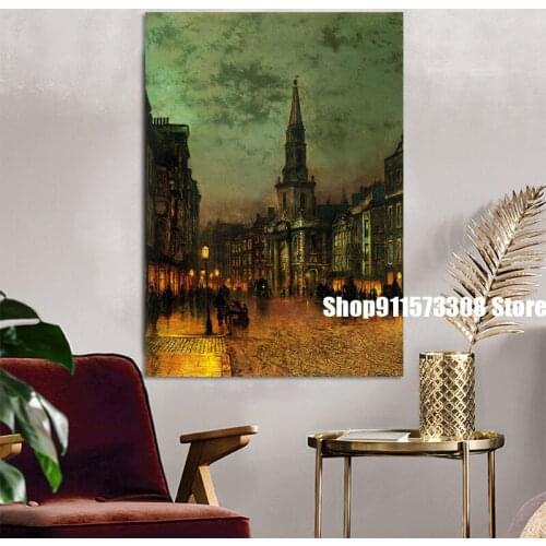 John Atkinson Grimshaw: Blackman Street, London oil paintings canvas art Prints Wall Art For Living Room Bedroom Decor