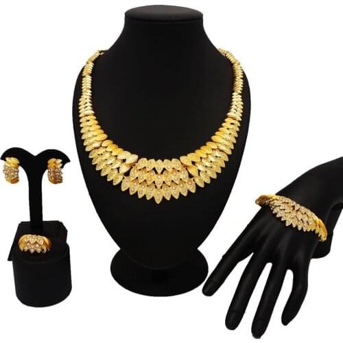 Dubai gold jewelry sets women fashion necklace fine jewelry sets women necklace gold jewelry sets African mama jewelry sets