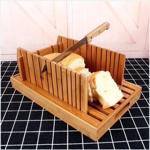 Creative Bamboo Bread chopping board With bottom Easy to cut bread dessert Bread slice board Bread tray Kitchen supplies