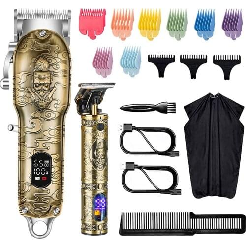 Professional Barber Hair Clipper Rechargeable Electric T-Outliner Finish Cutting Machine Beard Trimmer Shaver Cordless Corded