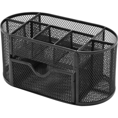9 Storage Multi-functional Desk Organizer Mesh Metal Pen Holder Stationery Container Box Office School Supplies