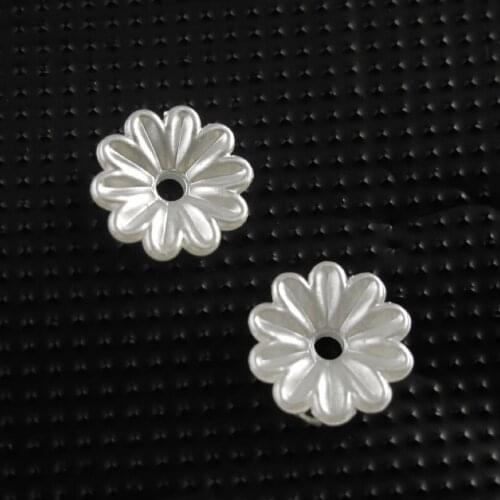 Fashion 200Pcs White Plastic Acrylic Flower Spacer End Bead Caps Charms 10mm