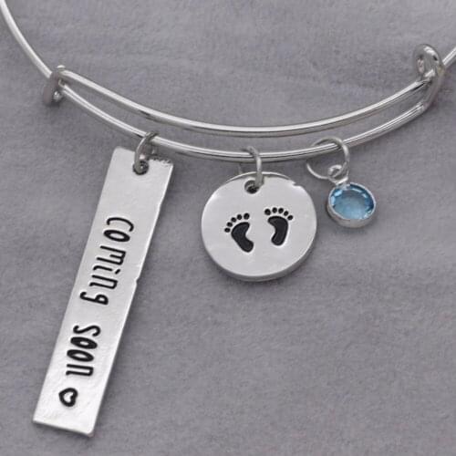 Fashion adjustable bracelet crystal Jewelry Coming soon foot/ feet print pendant Bangle B171