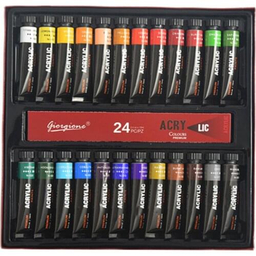 12/24/30 Colors Acrylic Paint Set Rich Pigments Colors 12ml/Tube Non Toxic Non Fading Perfect for Canvas Wood Stone Art Crafts