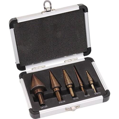 HSS Multiple Hole 50 Sizes Center Step Drill Bit Set Tools Aluminum Case Metal Drilling Tool for Metal Wood Step Cone Drill Bits