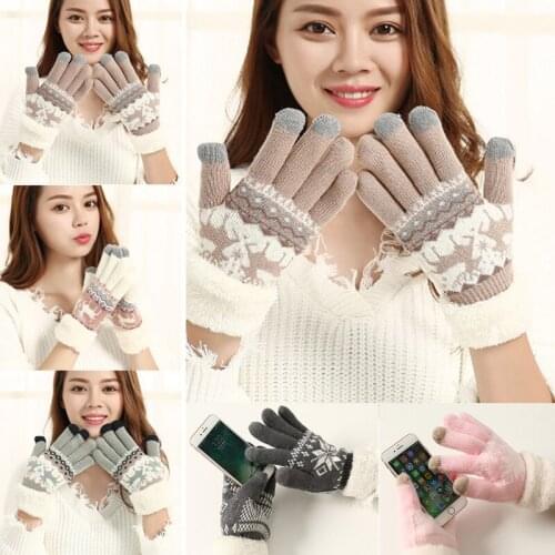 New Arrival Extra-warm Fleece Touchscreen Gloves Knitting Thicken for Women Winter Outdoor
