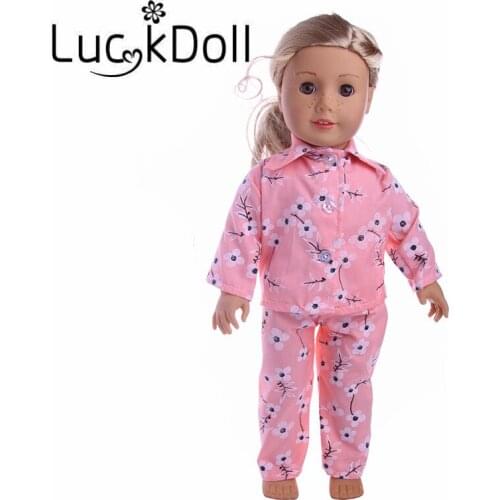 New arrives pink hand pajamas Fit 18inch doll for kids free shipping(Only clothes)