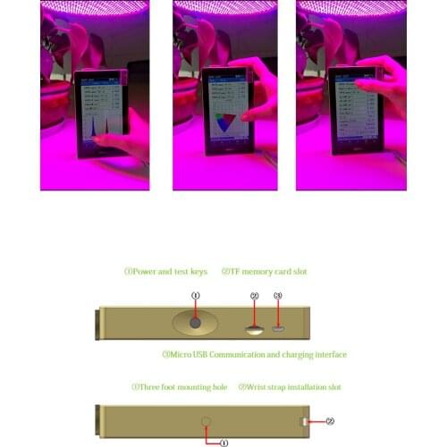 Portable PAR PPFD Light Spectrometer OHSP350P HOPOOCOLOR with Waterproof Sensor