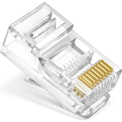 Gold Plated 100PCS RJ45 rj-45 CAT6 8P8C Ethernet Network Modular Plug LAN Cable Non-shielded Adapter Connector Crystal Head Plug