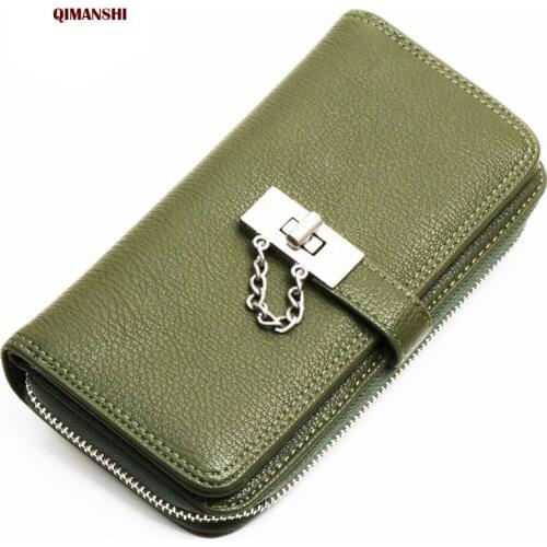 QIMANSHI Brand Women Wallets Clutch Phone Bag Long Zipper Ladies Purse Female Leather Wallets Woman Purse Card Holder wallet