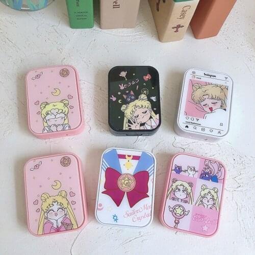 Pink Cute Girl Contact Lens Case Travel Glasses Lenses Box for Unisex Eyes Care Kit Holder Container Support Gift