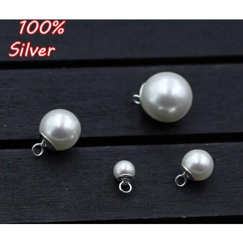 Handmade 2pcs 925 Sterling Silver Color Jewelry Accessories DIY Pearl Small Pendant Making Bracelet Fittings Wholesale