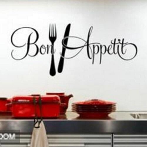 Removable Bon Appetit Words Pattern Kitchen Dining Wall Sticker Home Room Decor Waterproof Stickers New Promotion