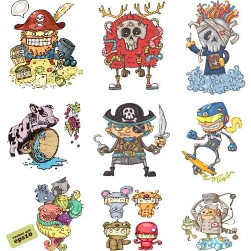 Iron on Transfer for Clothing Thermoadhesive Patches Stickers Diy Anime Patch Textile Vinyl Stripes Thermotransfer for Clothes I