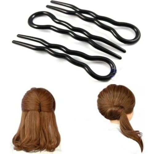 U Type Women Bun Clip Braiders Maker Braid Tool Black Barrette Hairstyle Ornaments Braider Bow Hair-Plug Disk Hair Accessories