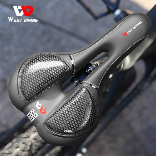 WEST BIKING Bicycle Saddle Breathable Shockproof Hollow Cushion MTB Road Bicycle Saddle GEL+PVC Comfortable Mountain Bike seat