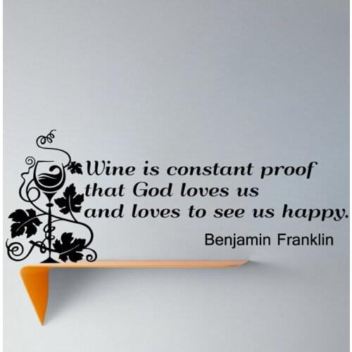 Wine Is Constant Proof That God Loves Famous Saying Wall Sticker Wine Glass Home Decor Removable Living Room Decal Murals