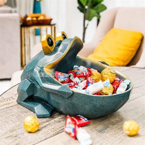 XR-266 Living Room Entrance Desktop Tea Table Creative Resin Animal Frog Statue Key Candy Snack Storage Ornament Dish Plate