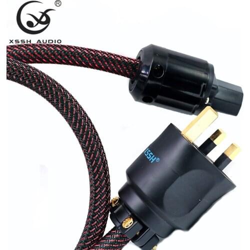 XSSH audio HIFI Hi-End amplifier OFC Red Pure Copper British UK IEC AC Female Male Gold Plated Power Plug Power Cable Cord Wire