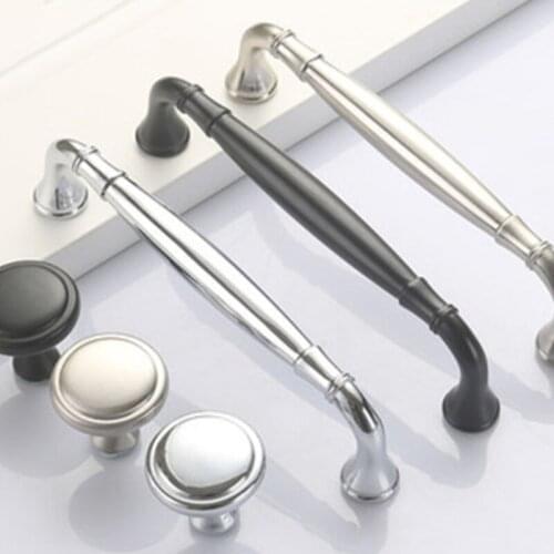 128 160 192 256mm modern simple fashion chrome silver wardrobe kitchen cabinet Lengthen handle black stain nickel drawer knob 5"