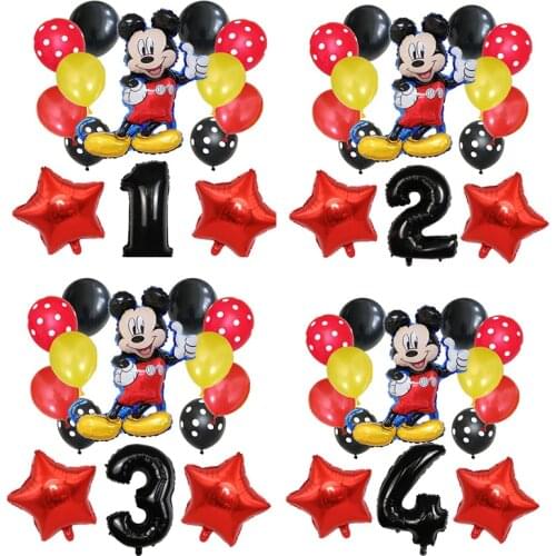 14pcs Mikcey Minnie Mouse Aluminium Foil 32inch Number Balloons Baby Birthday Party Decorations Supplies Kids Shower Party Gifts