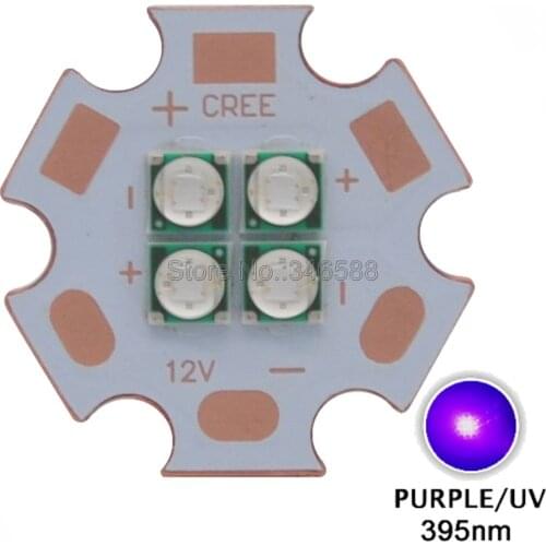 2pcs/lot High Power 12W Epileds 3535 395nm - 405nm UV Purple LED Emitter Lamp Light 7V 14V input 4Leds On 20MM Copper PCB Board