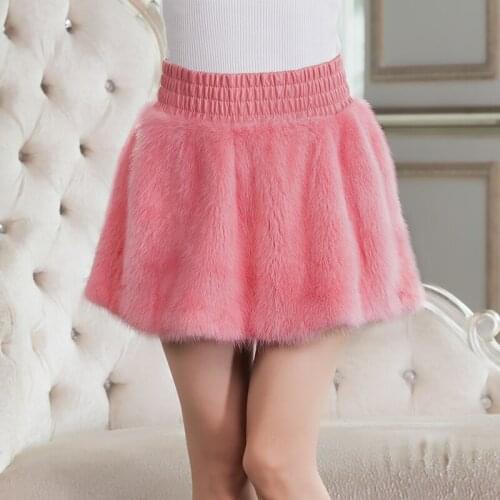 2019 real mink fur women short skirt fashion design bust skirt female dress