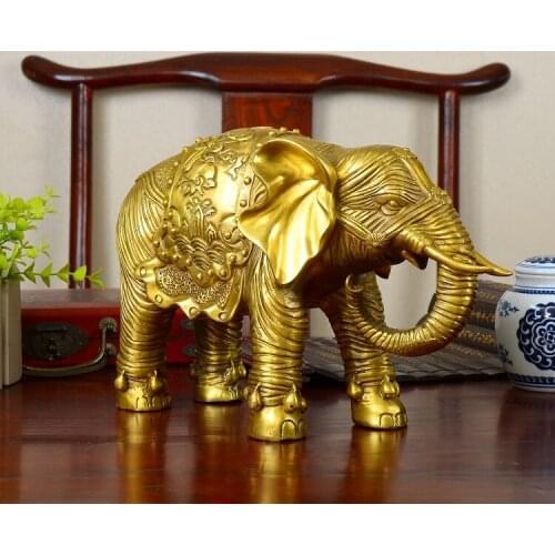 33CM LARGE HOME PORCH LOBBY STORE EFFICACIOUS PROTECTION EFFICACIOUS MASCOT THRIVING BUSINESS COPPER FENG SHUI ELEPHANT STATUE