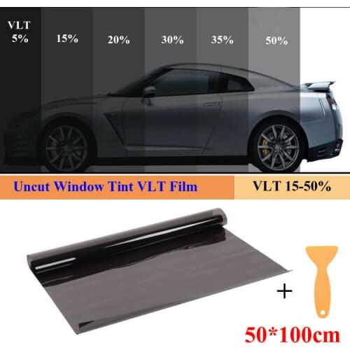 50cm x 1M Black Glass Window Tint Shade Film VLT 15%-50% Auto Car House Roll Car Sun Shade Window Sunshade Tint Cover protection