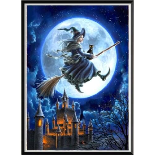 5D Diamond Painting "witch" Character Diy Full Rhinestones Drill Cross Stitch Kits Square Round Diamond Embroidery Home Decor