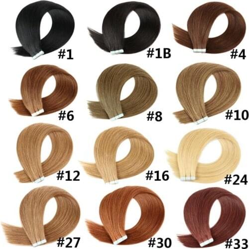 Bluelucky Brazilian Remy Human Hair Blond Color Tape In Extensions Straight 2.5g/Piece