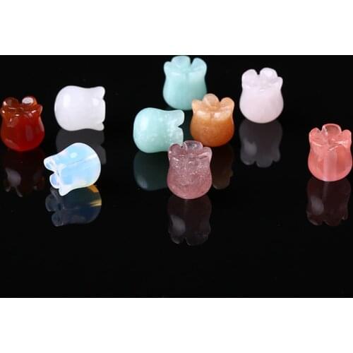 3D Orchid Shaped Flower Beads 1Pc 10*9mm Natural J ade Barrel Beads For DIY Jewelry Makings Necklace Bracelet Accessories 18174