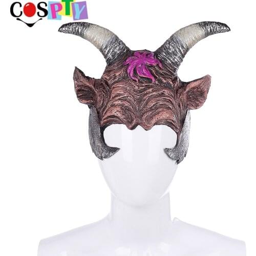 Cospty Halloween Carnival Party Festival Larp Cosplay Viking OX Devil Mask Helmet Headdress With Horn