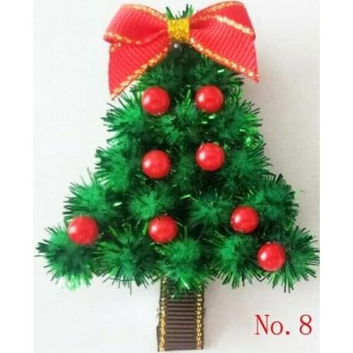 A dozen of BLESSING Good Girl 2.75" Hair Bow Clip Spangle Christmas Tree Flash Accessories