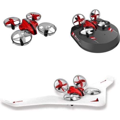 3 in 1 RC Aircraft DIY Sky Mode Remote Control Land Drone 4 Axes Hovercraft Fixed Wing Glid Stunt Glider