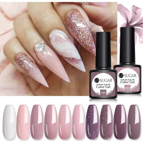 UR SUGAR 7.5ml Gel Nail Polish Nude Glitter Nail Polish All For Manicures UV Semi Permanent Gel Varnishes Need Base Top Coat