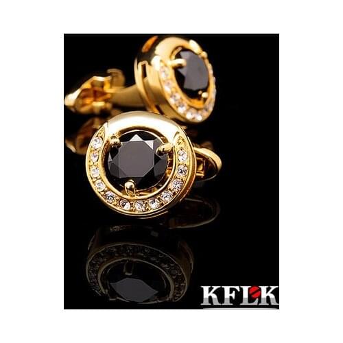 KFLK Luxury 2020 New HOT shirt cufflinks for mens Brand cuff buttons Gold cuff link High Quality Black abotoadura Jewelry