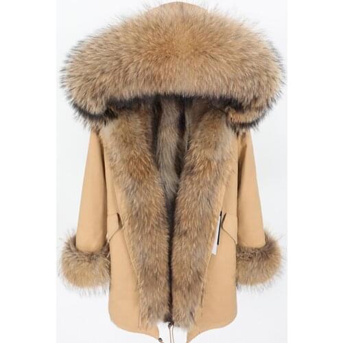 Maomaokong2019 fashion womens clothing Pike Fur Coat Winter jacket Real raccoon fur collar Natural raccoon fur lining long coat