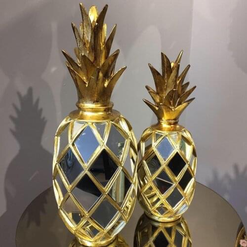 2 Piece Set Pineapple Decorative Accessories Home Silver Gold Black Colour Glass Mirror Details Living Room Modern