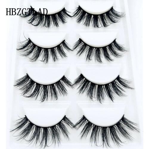 HBZGTLAD New 5 pairs Real Mink Fake eyelashes 3D Natural False Eyelashes Mink Lashes Soft Eyelash Extension Makeup Kit Cilios 02