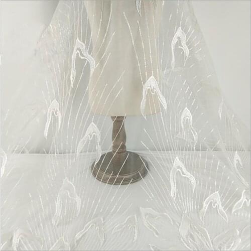 New Exquisite Sequins Embroidery Mesh Fabric For Wedding Dress Lace dress sequin embroidery dress free shipping MF39