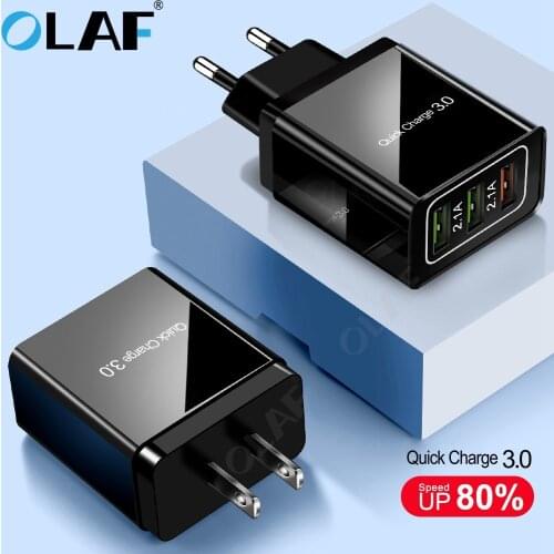 Olaf 18W Quick Charge 3.0 3 USB Charger for iPhone X XS 7 Samsung Huawei P30 Xiaomi QC 3.0 Wall Travel Fast Charger EU US Adapte