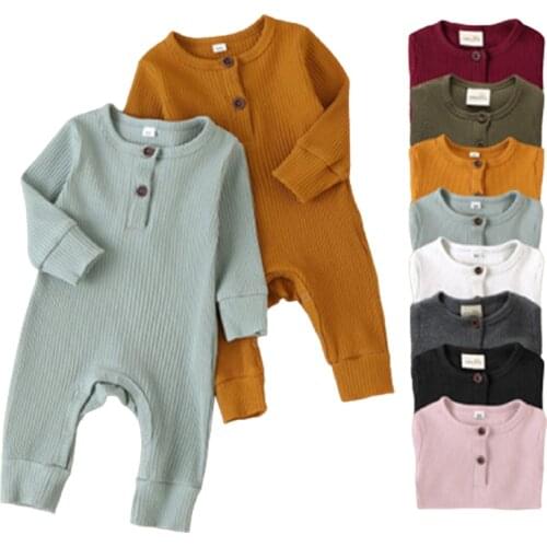 0-3 Years Baby Boy Romper Long Sleeve Knitted Ribbed Baby Clothes Girl Rompers Solid Color Toddler Romper Infant Clothing
